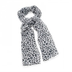 Scarf - Black and white animal print scarf. - (SC31821)