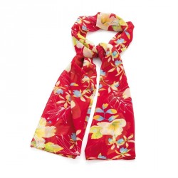 Scarf - Red tone flower print scarf. - (SC31818)