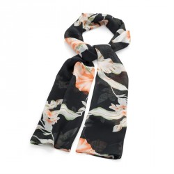 Scarf - Black tone flower print scarf. - (SC31815)