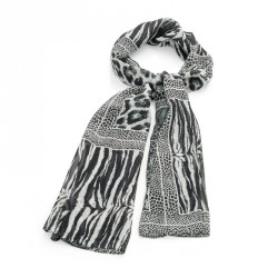 Scarf - Black tone animal print scarf. - (SC31813)
