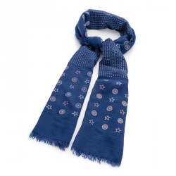 Scarf - Blue and pink colour star design scarf. - (SC31807)