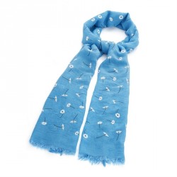 Scarf - Blue flower print scarf. - (SC31806)