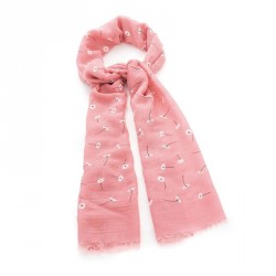 Scarf - Pink and white flower print scarf. - (SC31805)