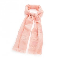 Scarf - Pink and white flower print gold colour glitter...