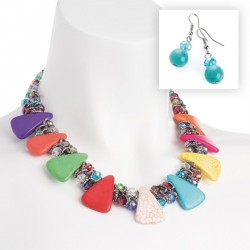 Necklace & Earrings set - Hematite colour multi bead...