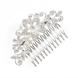 Hair comb - Silver colour crystal flower design hair...