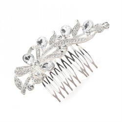 Hair comb - Silver colour crystal flower design hair...