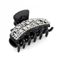 Hair clip - Black crystal and AB crystal hair claw clip....