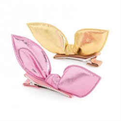 Hair clip set - Two piece metallic gold and fuchsia...