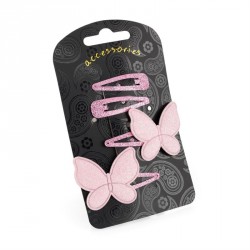 Hair clip set - Four piece pink tone butterfly design...