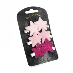 Hair clip set - Six piece pink tone glitter effect star...