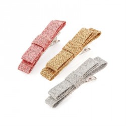Hair bow set - Three piece silver, pink and gold colour...