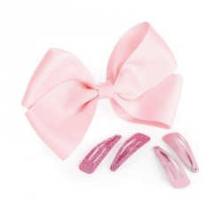 Hair clip set - Five piece pink tone snap clip and hair...