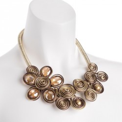 Necklace - Gold and brown tone colour wire flower design...