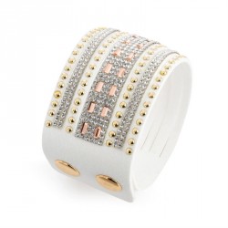 Bracelet - Gold colour white suede effect stud bracelet....