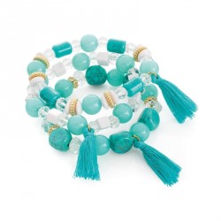 Bracelet set - Three piece gold, turquoise and white...