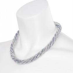Necklace - Six row silver colour thread and crystal...