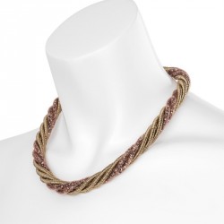 Necklace - Six row brown colour thread and crystal twist....