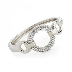 Bracelet - Rhodium colour crystal round design hinge...