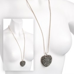 Necklace - Coffee gold and black diamond colour heart...