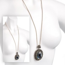 Necklace - Coffee gold and black diamond colour oval...