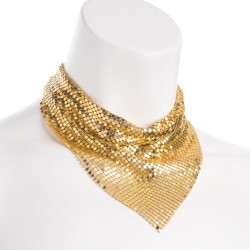 Necklace - Gold colour chain mail design triangle metal...