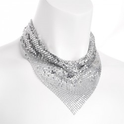 Necklace - Silver colour chain mail design triangle metal...