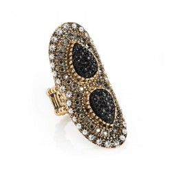 Ring - Light antique gold crystal hematite effect...