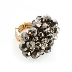Ring - Gold colour hematite glass bead elasticated ring....