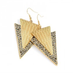 Earrings - Hematite colour crystal triangle design drop...