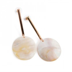 Earrings - Rose gold colour shell effect drop earring. -...