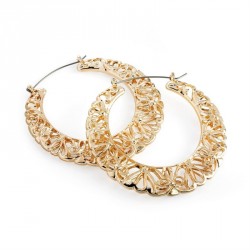 Earrings - Gold colour filigree design hoop earring. -...