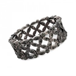 Bracelet - Hematite and black diamond colour crystal...