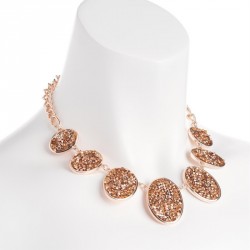 Necklace - Rose gold colour and peach stone chain...