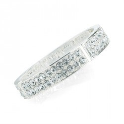 Bracelet - Silver colour crystal elasticated bracelet. -...