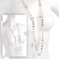 Necklace - Gold and cream pearl colour pastel bead chain...