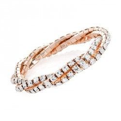 Bracelet - Two row rose gold colour elasticated interlock...
