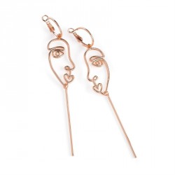 Earring - Rose gold colour face design wire drop...