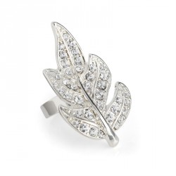 Ring - Silver colour crystal leaf design adjustable ring....