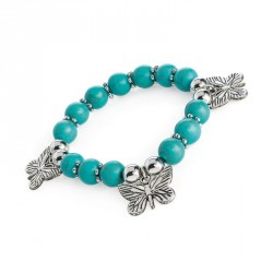 Bracelet - Antique silver and turquoise colour bead...