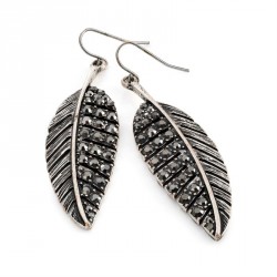 Earring - Burnished silver and hematite crystal colour...