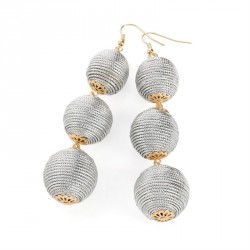 Earring - Gold and silver thread ball drop earrings. -...