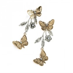 Earring - Two tone burnished gold and silver colour...