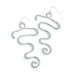 Earring - Silver colour crystal swirl design earrings. -...
