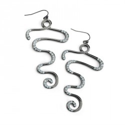 Earring - Hematite colour crystal swirl design earrings....
