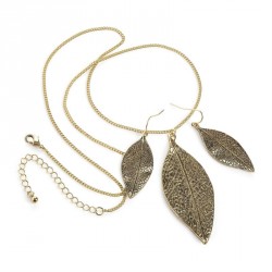 Necklace - Antique gold colour leaf design chain necklace...