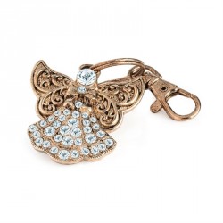 Keyring - Antique rose gold colour crystal angel design...