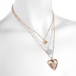 Necklace - Three tone gold, silver and rose gold colour...