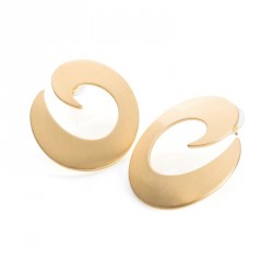 Earring - Brushed gold colour swirl design earrings. -...