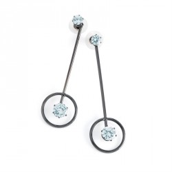 Earring - Hematite colour crystal drop earrings. - (ER31590)